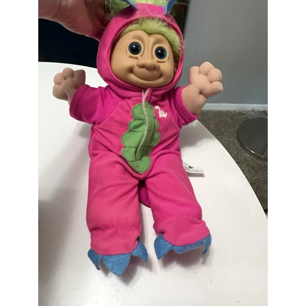 Vintage 90s RUSS Berrie Troll Doll In Dinosaur Costume Pajamas